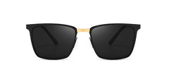 Men's Polarized Square 'Black Shadow' Metal Sunglasses