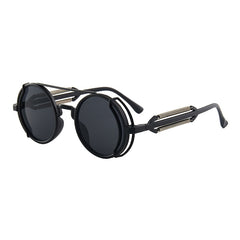 Men's Classic Punk Round 'Red Dragon' Metal Sunglasses