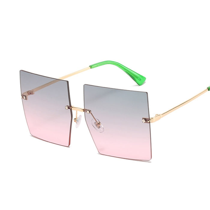 Women's Oversized Rimless  Square 'Princess Glass' Metal Sunglasses