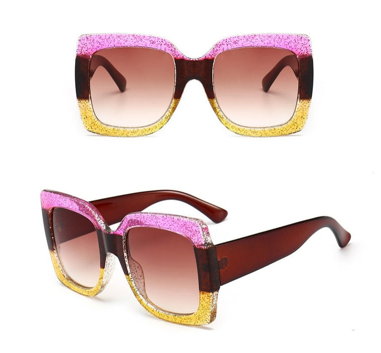 Women's Oversized Square 'Princess Snow' Metal Sunglasses