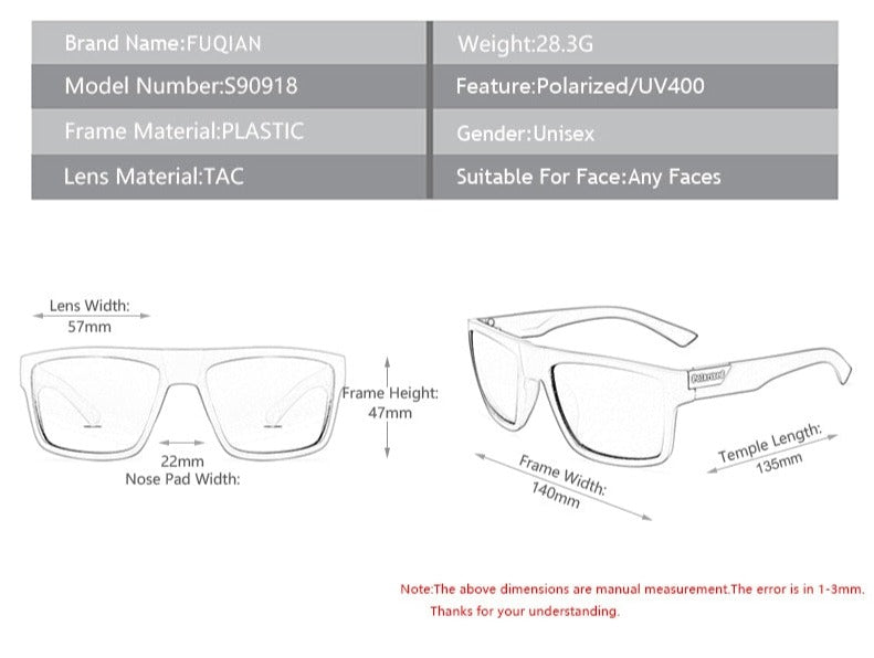 Men's  Polarized Square 'Stallion' Plastic Sunglasses