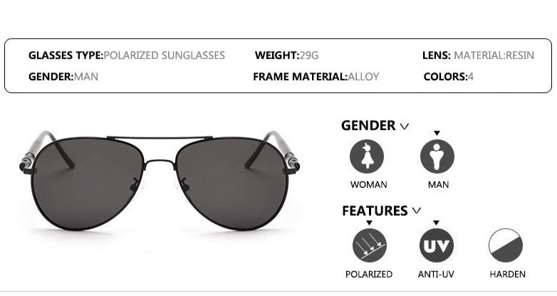Men's  Polarized Pilot 'Dr. Johnny Dep'  Metal Sunglasses
