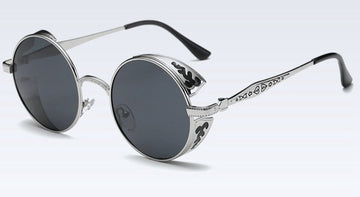 Men's Steampunk Round 'Cruella de Vil' Metal Sunglasses