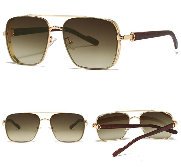 Men's Classic  Square 'Feline Spirit' Wooden Sunglasses