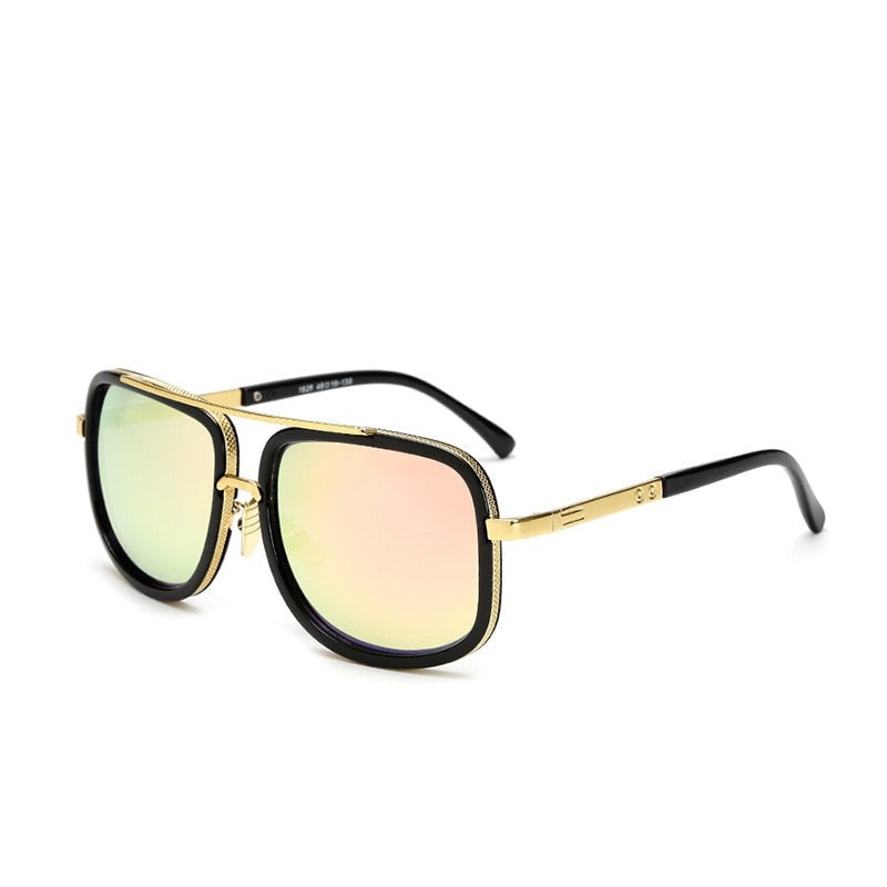 Men's Vintage Square 'White Rino' Metal Sunglasses