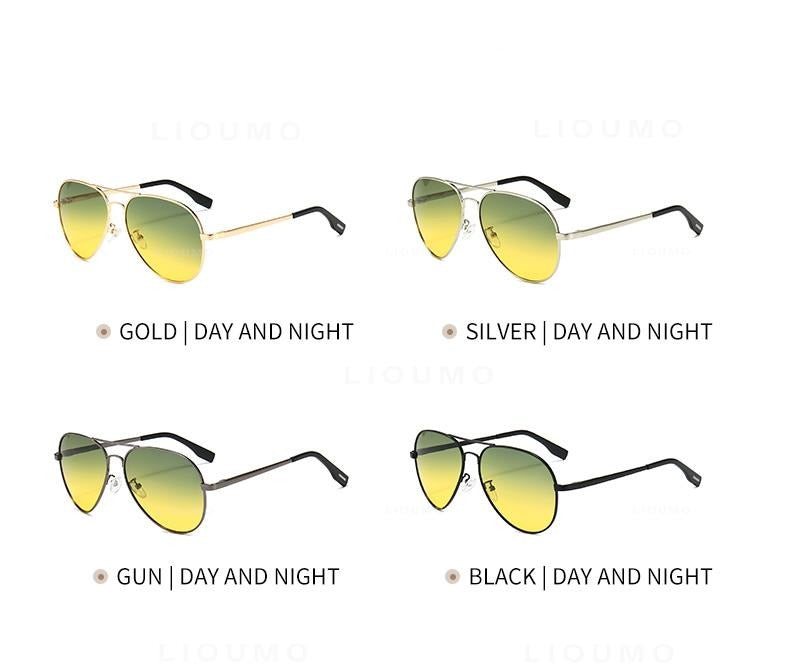Men's Polarized Pilot 'Night Rider' Metal Sunglasses