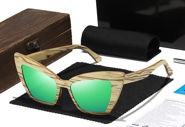 Women's Cat Eye Polarized 'Cherry Maple' Wooden Sunglasses