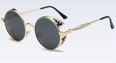 Men's Steampunk Round 'Cruella de Vil' Metal Sunglasses