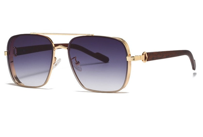 Men's Classic  Square 'Feline Spirit' Wooden Sunglasses