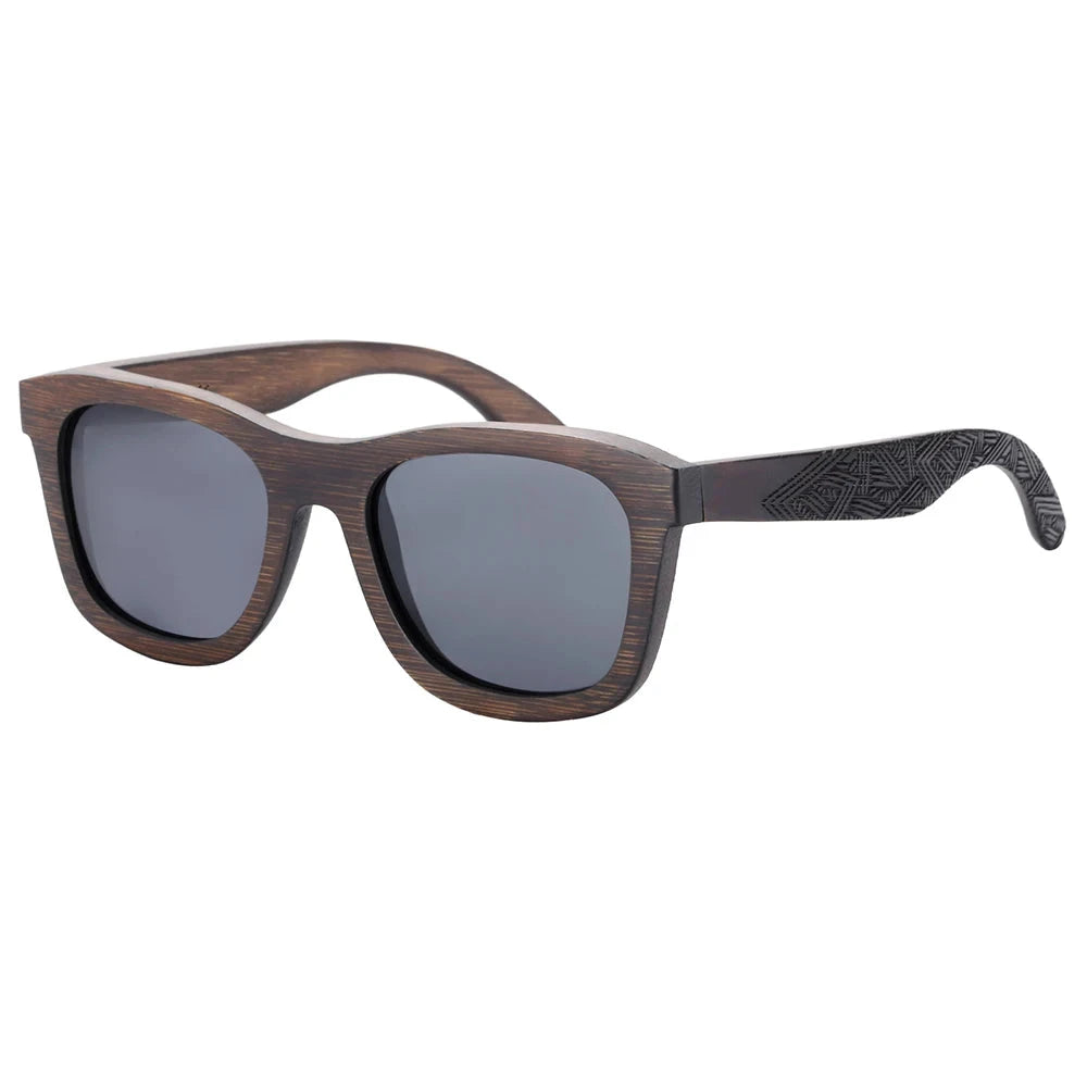 Men's Sqare Eco Friendly Wood 'About Time' Polarized Sunglasses