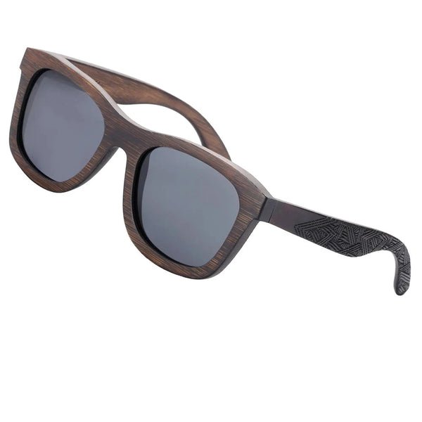 Men's Sqare Eco Friendly Wood 'About Time' Polarized Sunglasses