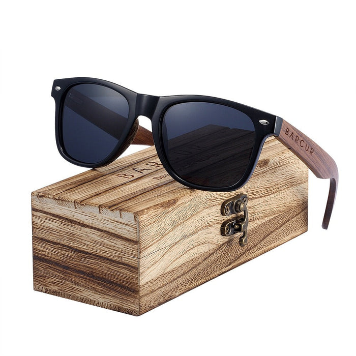 Men's Vintage Square 'Lex Smir' Wooden Sunglasses
