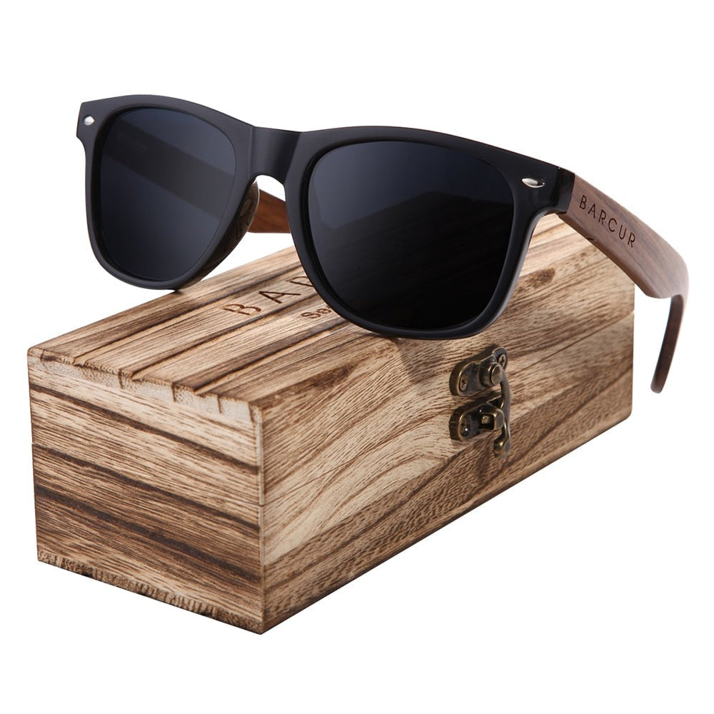 Men's Vintage Square 'Lex Smir' Wooden Sunglasses