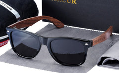 Men's Polarized Rectangle 'Bruno' Wooden Sunglasses