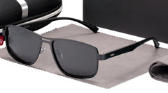 Men's Polarized Square 'Cowel' Metal Sunglasses