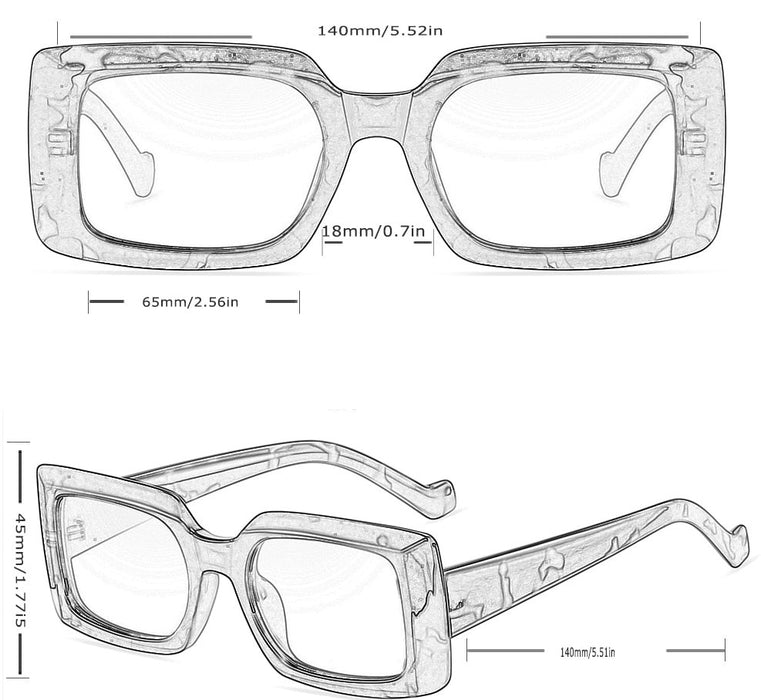 Women's Rectangular Polarized 'Shin Hari' Plastic Sunglasses