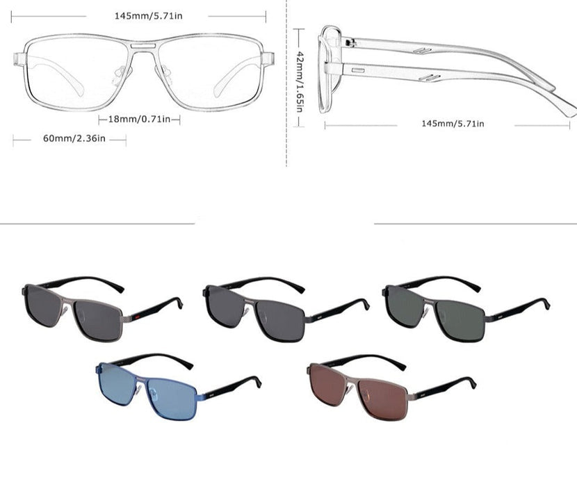 Men's Polarized Square 'Cowel' Metal Sunglasses