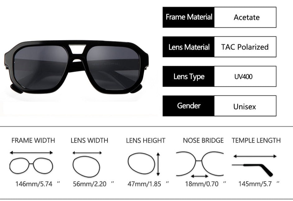 Men's Oversized Pilot 'Mocha Eye Wear' Plastic Sunglasses