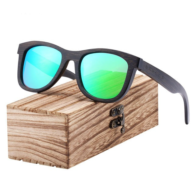Men's Polarized Square 'Francis' Wooden Bamboo Sunglasses