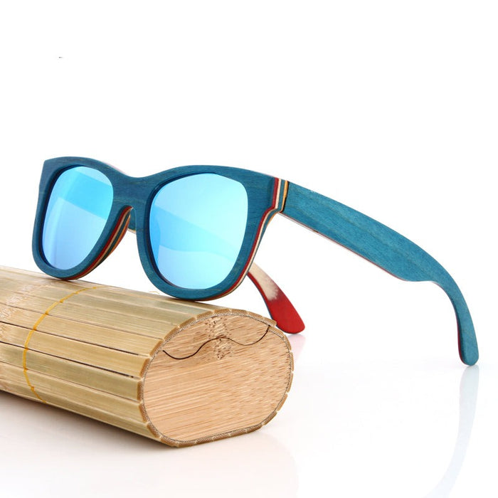 Men's Square Wooden 'Ocean Breeze' Polarized Sunglasses