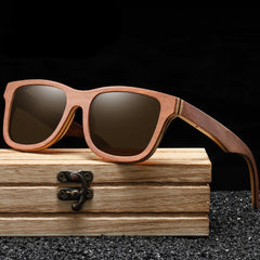 Men's Square Polarized 'Oishi' Wooden Sunglasses