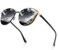 Women's Cat Eye Polarized 'Goldie Eye ' Metal Sunglasses