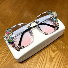 Women's Square 'Floral Eye Wear' Metal Sunglasses