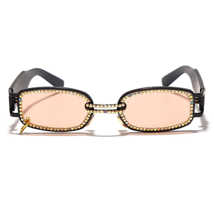 Women's Rectangle 'Shiny Specs' Metal Sunglasses