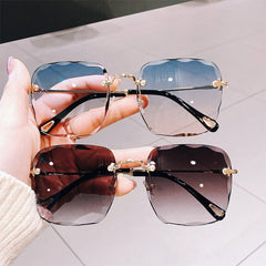 Women's Oversize 'Veez Bee' Alloy Rimless Sunglasses