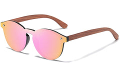 Women's Rimless Oval 'Pamper Eye Wear' Wooden Sunglasses