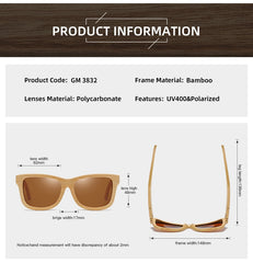 Men's Natural Wooden Bamboo 'Higher' Oval Sunglasses