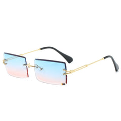 Women's Rimless Small Rectangle 'Diner Dash' Metal Sunglasses