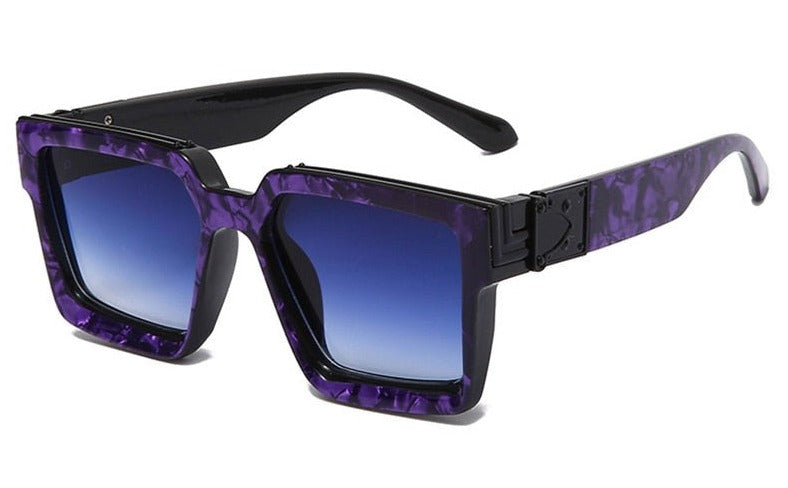 Men's Oversize 'Aries Blued' Plastic Sunglasses