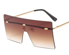 Women's Rimless Oversized Square 'Mermaid' Metal Sunglasses