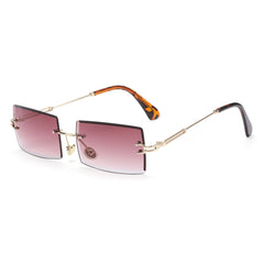 Women's Rimless Small Rectangle 'Diner Dash' Metal Sunglasses