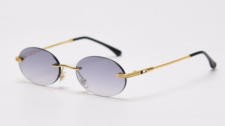 Women's Rimless Oval 'Visenza' Metal Sunglasses