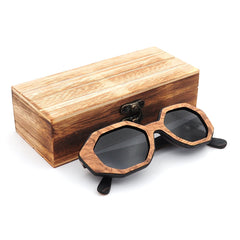 Men's Unique Hexagonal 'Side Eyez' Wooden Sunglasses