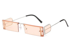 Women's Retro Rectangle 'One Piece' Metal Sunglasses