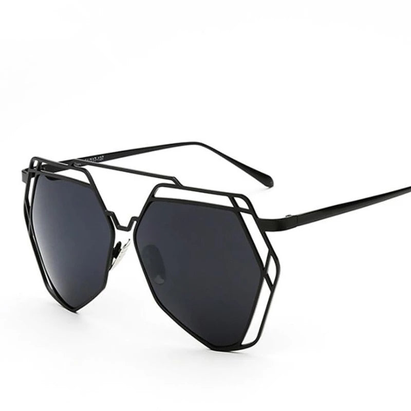 Women's Big Hexagonal 'Sunrise' Metal Sunglasses