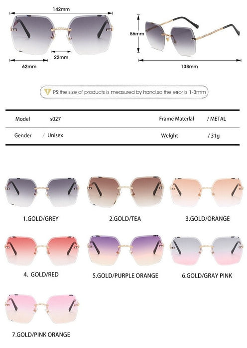 Women's Square 'Sexy Pith' Metal Sunglasses