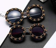 Women's Vintage Round 'Lady Brown' Metal Sunglasses