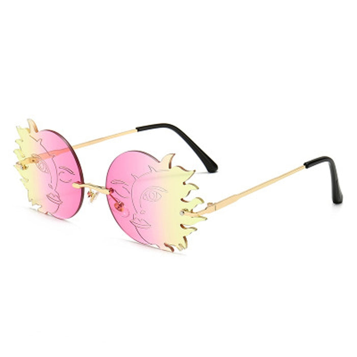 Women's Rimless Sun 'Flames' Metal Sunglasses
