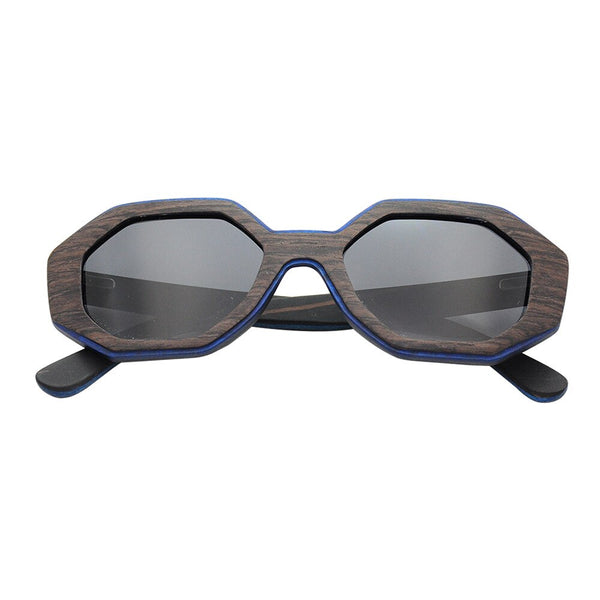 Men's Unique Hexagonal 'Side Eyez' Wooden Sunglasses