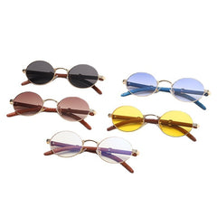 Men's Classic Round 'Peaky' Metal Wood Sunglasses