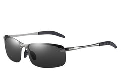 Men's Polarized Rectangular 'Tour' Metal Sunglasses