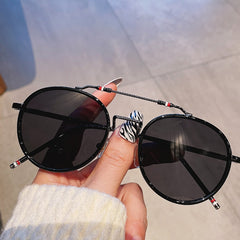 Women's  Round 'Sexy Love' Metal Sunglasses