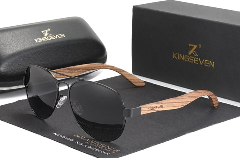 Men's Pilot 'Le Deux' Wooden Sunglasses