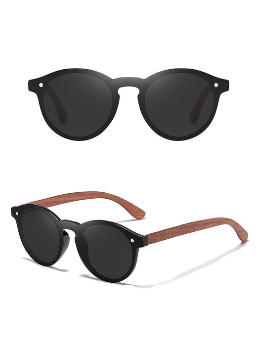 Unisex Retro Wood 'Hundred's' Sunglasses