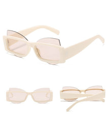 Unisex Unique Rectangular 'Sun Fun' Rimless Sunglasses