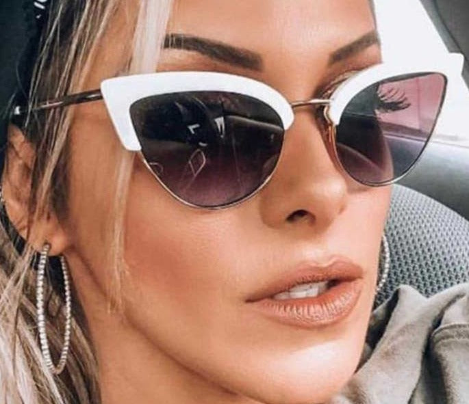 Women's Cat Eye Semi Rimless  'Shani Eye Wear' Metal Sunglasses